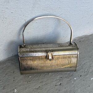 1950s silver metal box bag with Mother of pearl